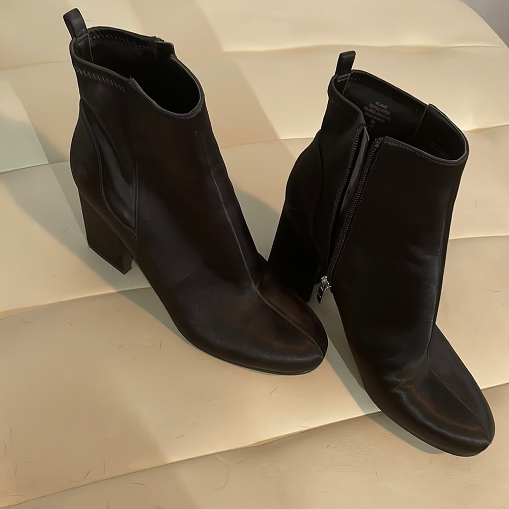 Black Satin Ankle Boots. Women’s size 9 US